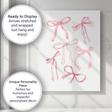Watercolour Pink Coquette Ribbon Bow Collection Canvas Wall Art Print Decor Picture Ready to Hang