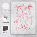 Watercolour Pink Coquette Ribbon Bow Collection Canvas Wall Art Print Decor Picture Ready to Hang