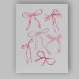 Watercolour Pink Coquette Ribbon Bow Collection Canvas Wall Art Print Decor Picture Ready to Hang