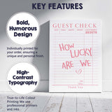 Pink Guest Check Receipt Typography Lucky Quote Canvas Wall Art Print Decor Picture Ready to Hang
