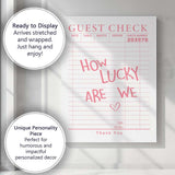 Pink Guest Check Receipt Typography Lucky Quote Canvas Wall Art Print Decor Picture Ready to Hang