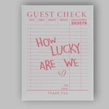 Pink Guest Check Receipt Typography Lucky Quote Canvas Wall Art Print Decor Picture Ready to Hang