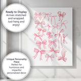 Watercolour Pink Coquette Ribbon Bow Collection Canvas Wall Art Print Decor Picture Ready to Hang