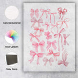 Watercolour Pink Coquette Ribbon Bow Collection Canvas Wall Art Print Decor Picture Ready to Hang