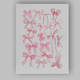 Watercolour Pink Coquette Ribbon Bow Collection Canvas Wall Art Print Decor Picture Ready to Hang