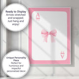 Pink Playing Card Striped Bow Minimalist Coquette Canvas Wall Art Print Decor Picture Ready to Hang