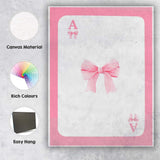 Pink Playing Card Striped Bow Minimalist Coquette Canvas Wall Art Print Decor Picture Ready to Hang