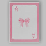 Pink Playing Card Striped Bow Minimalist Coquette Canvas Wall Art Print Decor Picture Ready to Hang