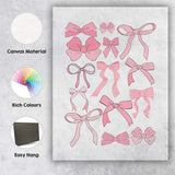 Cute Pink Cartoon Ribbon Bow Collection Canvas Wall Art Print Decor Picture Ready to Hang