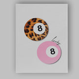 Pink Lucky Eight Ball Coquette Aesthetic Illustration Canvas Wall Art Print Decor Picture Ready to Hang