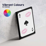 Pink Lip Print Ace of Spades Playing Card Coquette Canvas Wall Art Print Decor Picture Ready to Hang