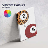 Leopard Print Lucky Eight Ball Billiards Illustration Canvas Wall Art Print Decor Picture Ready to Hang