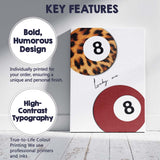 Leopard Print Lucky Eight Ball Billiards Illustration Canvas Wall Art Print Decor Picture Ready to Hang