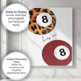 Leopard Print Lucky Eight Ball Billiards Illustration Canvas Wall Art Print Decor Picture Ready to Hang