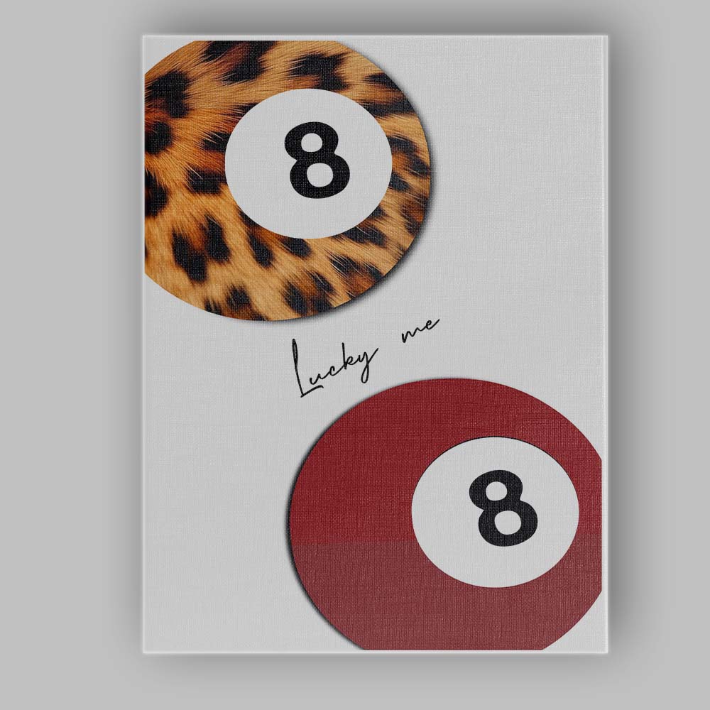 Leopard Print Lucky Eight Ball Billiards Illustration Canvas Wall Art Print Decor Picture Ready to Hang