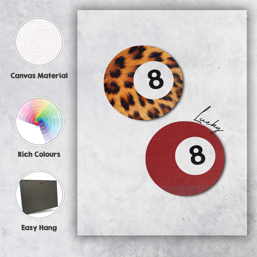 Pink Lucky Eight Ball Billiards Coquette Graphic Canvas Wall Art Print Decor Picture Ready to Hang
