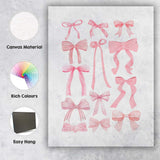 Pink Watercolour Coquette Ribbon Bow Collection Canvas Wall Art Print Decor Picture Ready to Hang
