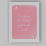 Pink Playing Card Inspirational Quote Coquette Typography Canvas Wall Art Print Decor Picture Ready to Hang