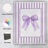 Lavender Lace Ribbon Bow Striped Coquette Canvas Wall Art Print Decor Picture Ready to Hang