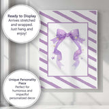 Lavender Watercolour Star Ribbon Bow Illustration Canvas Wall Art Print Decor Picture Ready to Hang