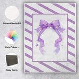 Lavender Watercolour Star Ribbon Bow Illustration Canvas Wall Art Print Decor Picture Ready to Hang