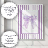 Pastel Lavender Lace Ribbon Bow Striped Coquette Canvas Wall Art Print Decor Picture Ready to Hang