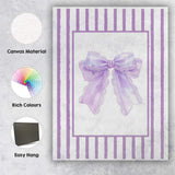 Pastel Lavender Lace Ribbon Bow Striped Coquette Canvas Wall Art Print Decor Picture Ready to Hang
