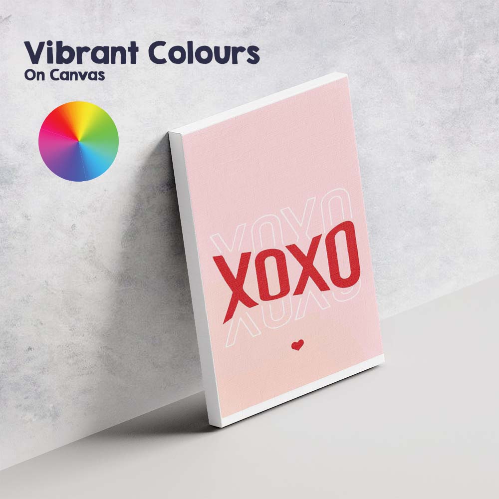 Pink XOXO Valentine Typography Minimalist Canvas Wall Art Print Decor Picture Ready to Hang