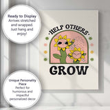 Retro Sunflower Help Others Grow Positive Quote Canvas Wall Art Print Decor Picture Ready to Hang