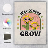 Retro Sunflower Help Others Grow Positive Quote Canvas Wall Art Print Decor Picture Ready to Hang