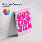 Hot Pink Go Piss Girl Retro Typography Canvas Wall Art Print Decor Picture Ready to Hang