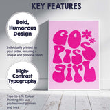 Hot Pink Go Piss Girl Retro Typography Canvas Wall Art Print Decor Picture Ready to Hang