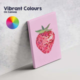 Pink Mosaic Strawberry Modern Fruit Illustration Canvas Wall Art Print Decor Picture Ready to Hang