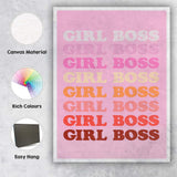 Retro Pink Girl Boss Gradient Typography Canvas Wall Art Print Decor Picture Ready to Hang