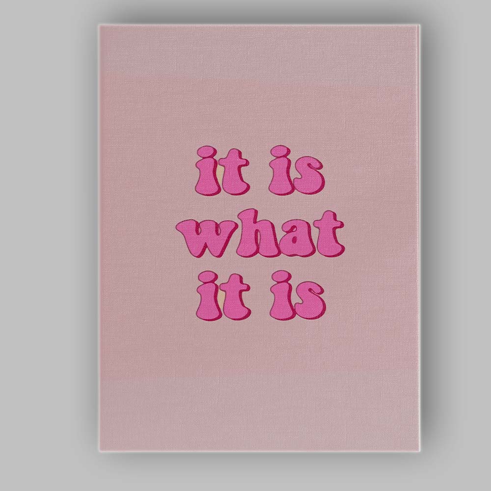 Pink Bubble Typography It Is What It Is Quote Canvas Wall Art Print Decor Picture Ready to Hang