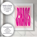 Bold Pink Wavy Chaos Typography Retro Canvas Wall Art Print Decor Picture Ready to Hang