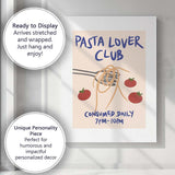 Pasta Lover Club Spaghetti Tomato Kitchen Illustration Canvas Wall Art Print Decor Picture Ready to Hang