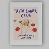 Pasta Lover Club Spaghetti Tomato Kitchen Illustration Canvas Wall Art Print Decor Picture Ready to Hang
