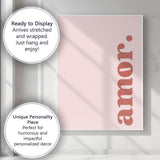 Minimalist Terracotta Amore Typography Pink Quote Canvas Wall Art Print Decor Picture Ready to Hang