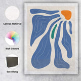 Scandinavian Blue Abstract Organic Shapes Minimalist Canvas Wall Art Print Decor Picture Ready to Hang