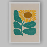 Modern Botanical Sunflower Folk Art Illustration Canvas Wall Art Print Decor Picture Ready to Hang