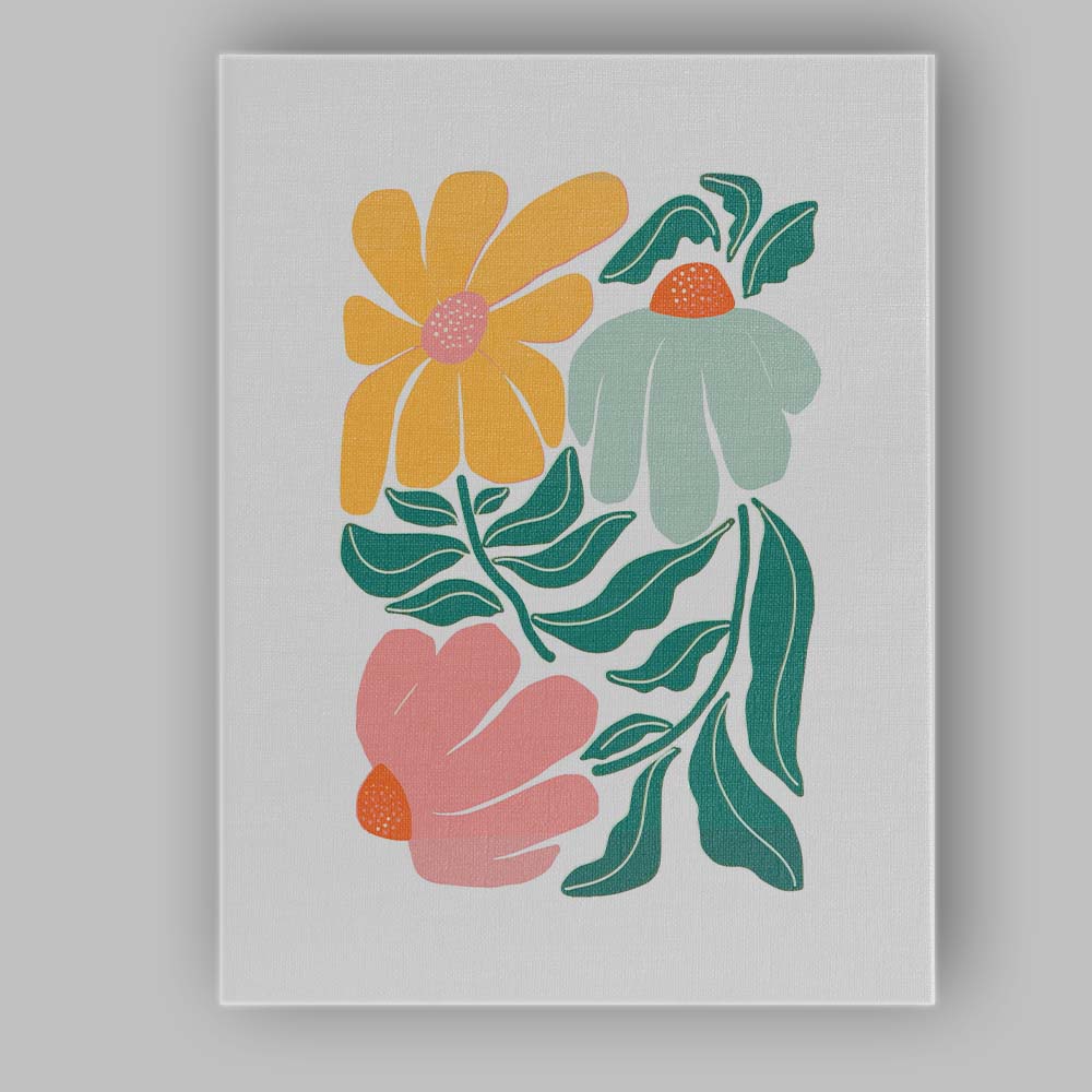 Contemporary Colourful Floral Botanical Illustration Canvas Wall Art Print Decor Picture Ready to Hang