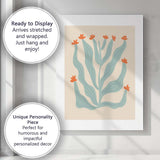 Minimalist Sage Green Wildflower Botanical Illustration Canvas Wall Art Print Decor Picture Ready to Hang