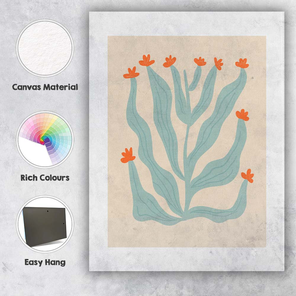 Minimalist Sage Green Wildflower Botanical Illustration Canvas Wall Art Print Decor Picture Ready to Hang