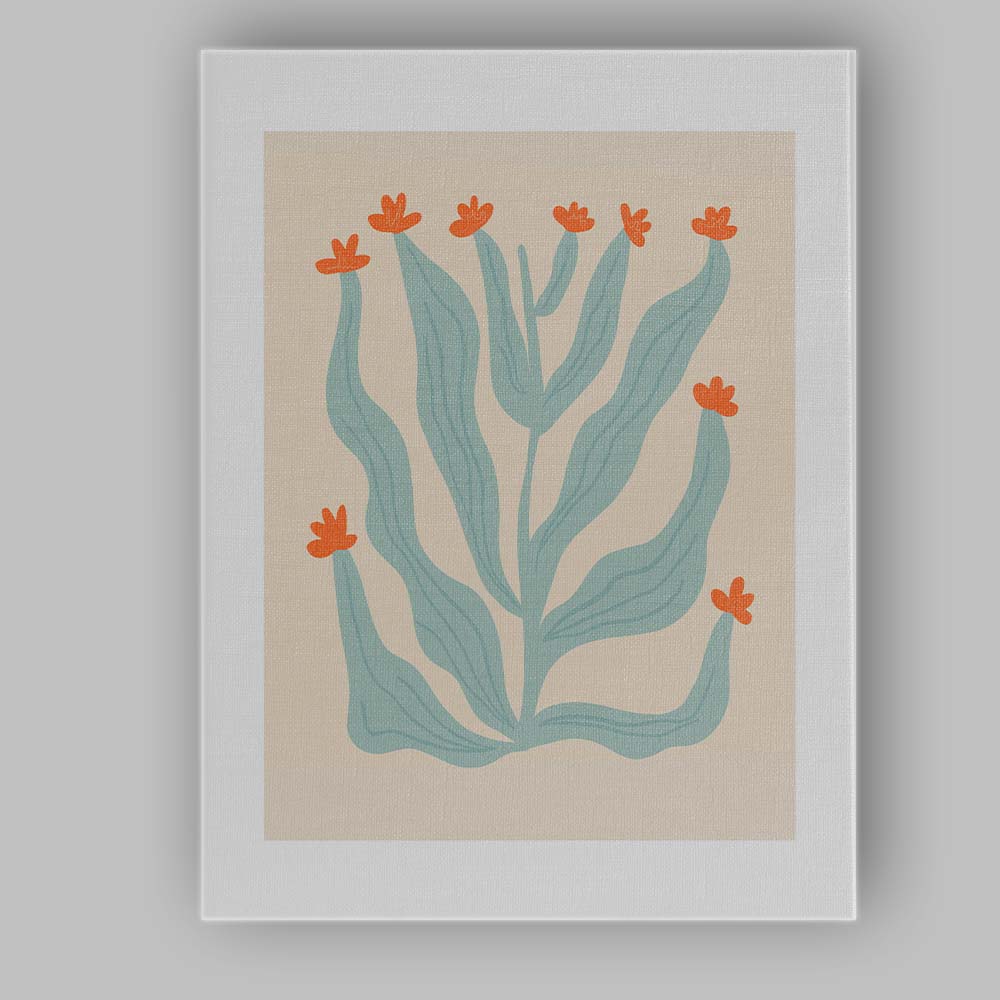 Minimalist Sage Green Wildflower Botanical Illustration Canvas Wall Art Print Decor Picture Ready to Hang