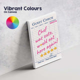 Guest Check Restaurant Review Typography Pink Retro Poster Canvas Wall Art Print Decor Picture Ready to Hang