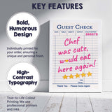 Guest Check Restaurant Review Typography Pink Retro Poster Canvas Wall Art Print Decor Picture Ready to Hang