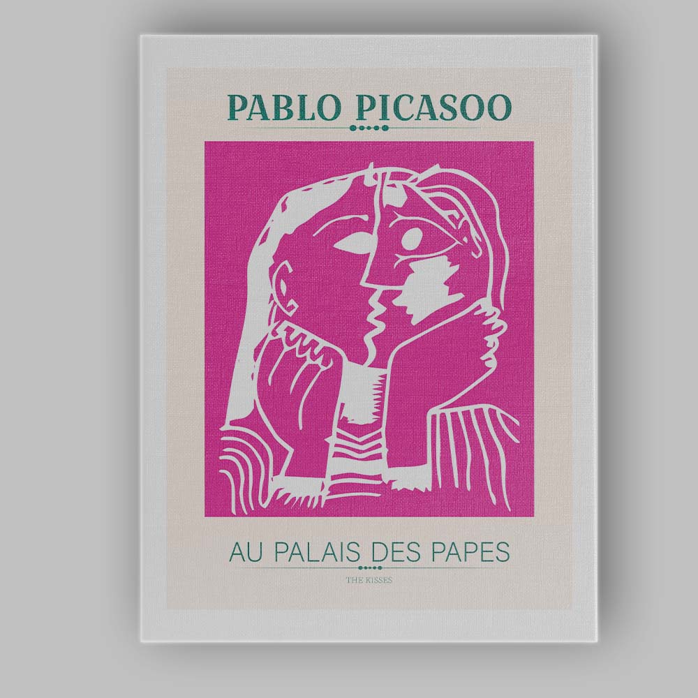 Pablo Picasso The Kisses Exhibition Style Pink Art Poster Canvas Wall Art Print Decor Picture Ready to Hang
