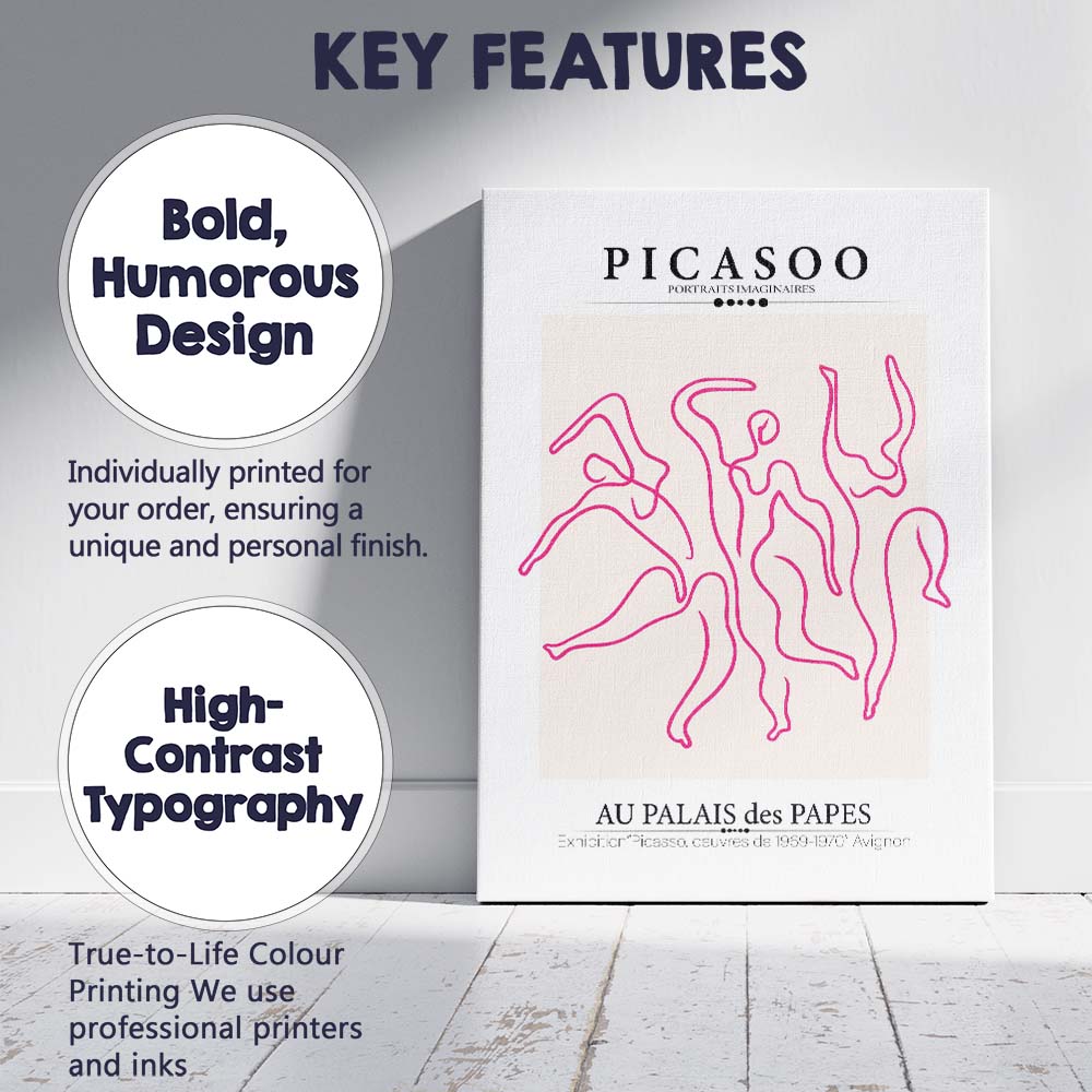 Pablo Picasso Abstract Line Drawing Exhibition Poster Canvas Wall Art Print Decor Picture Ready to Hang