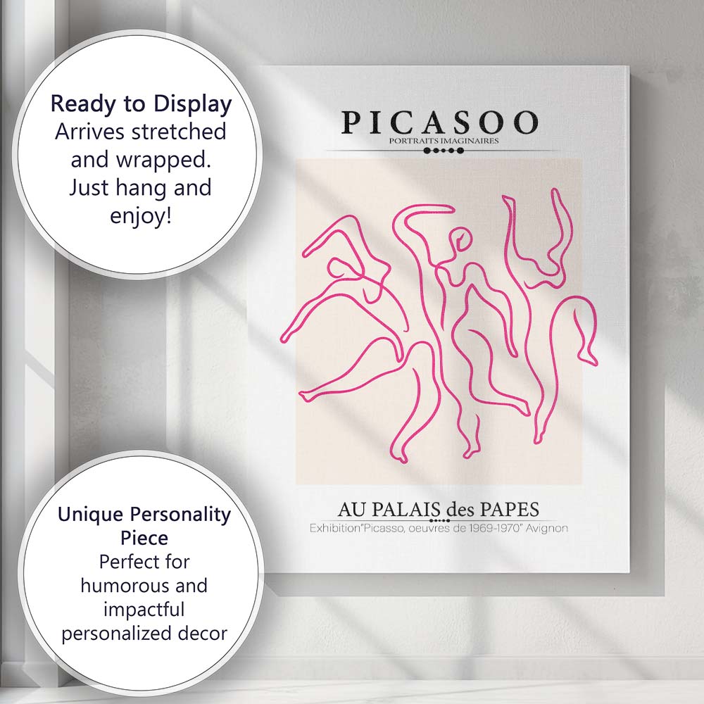 Pablo Picasso Abstract Line Drawing Exhibition Poster Canvas Wall Art Print Decor Picture Ready to Hang